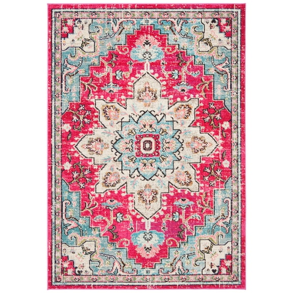 SAFAVIEH Madison Dalia Oriental Area Rug, Fuchsia/Blue, 5'3" x 7'6"