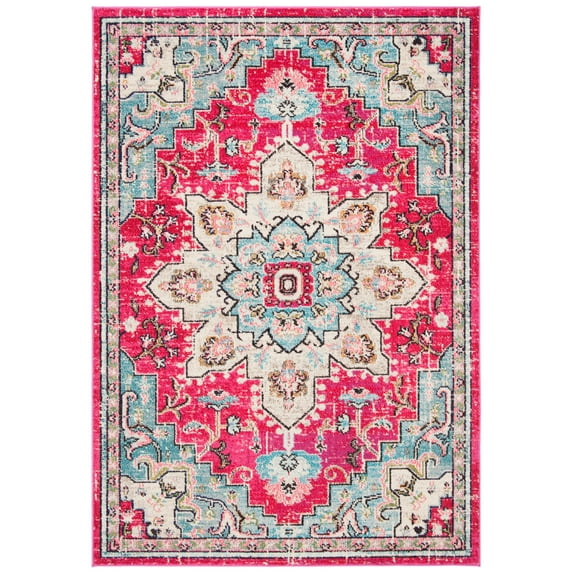 SAFAVIEH Madison Dalia Oriental Area Rug, Fuchsia/Blue, 5'3" x 7'6"