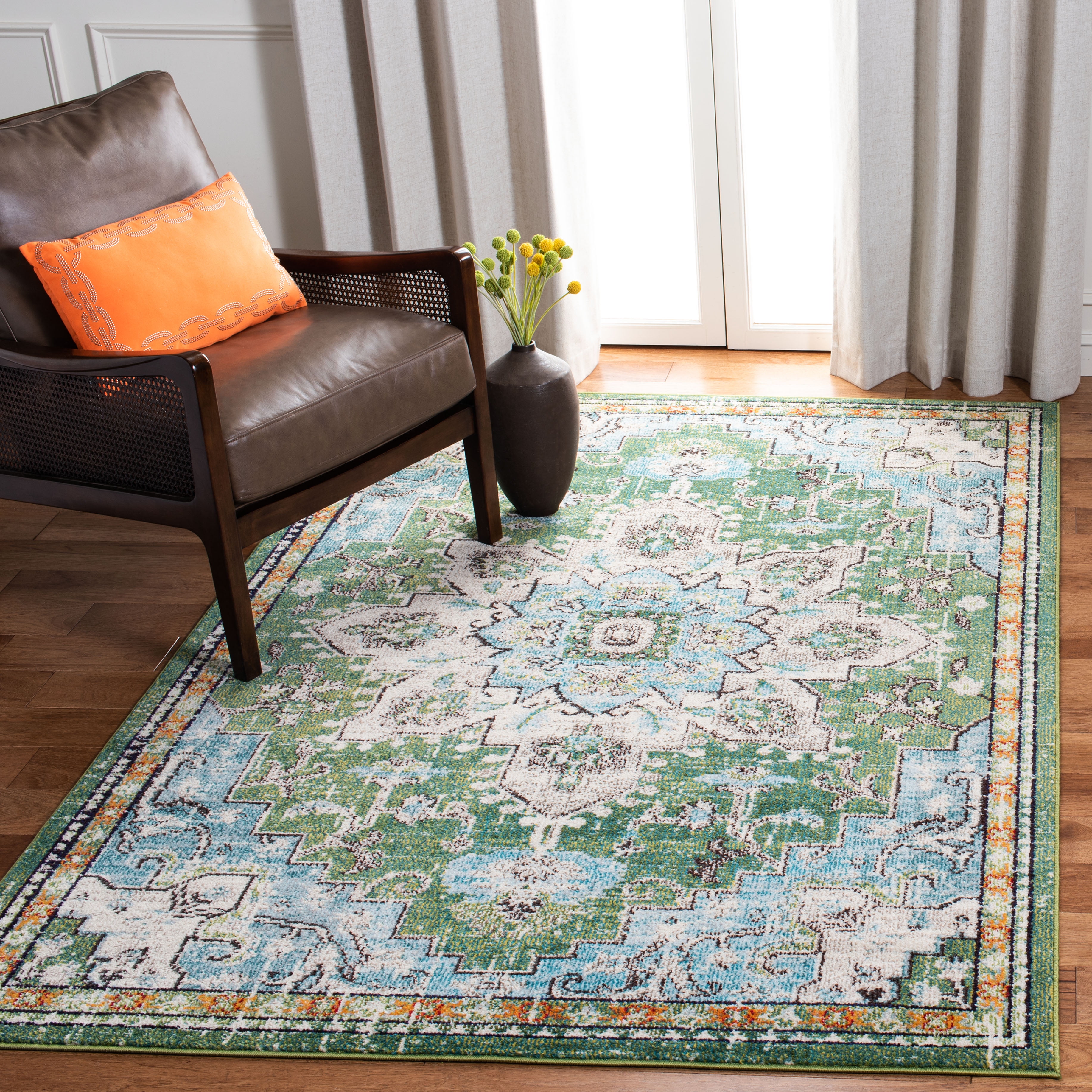 Madison 6' x 9' Green Turquoise Synthetic Area Rug