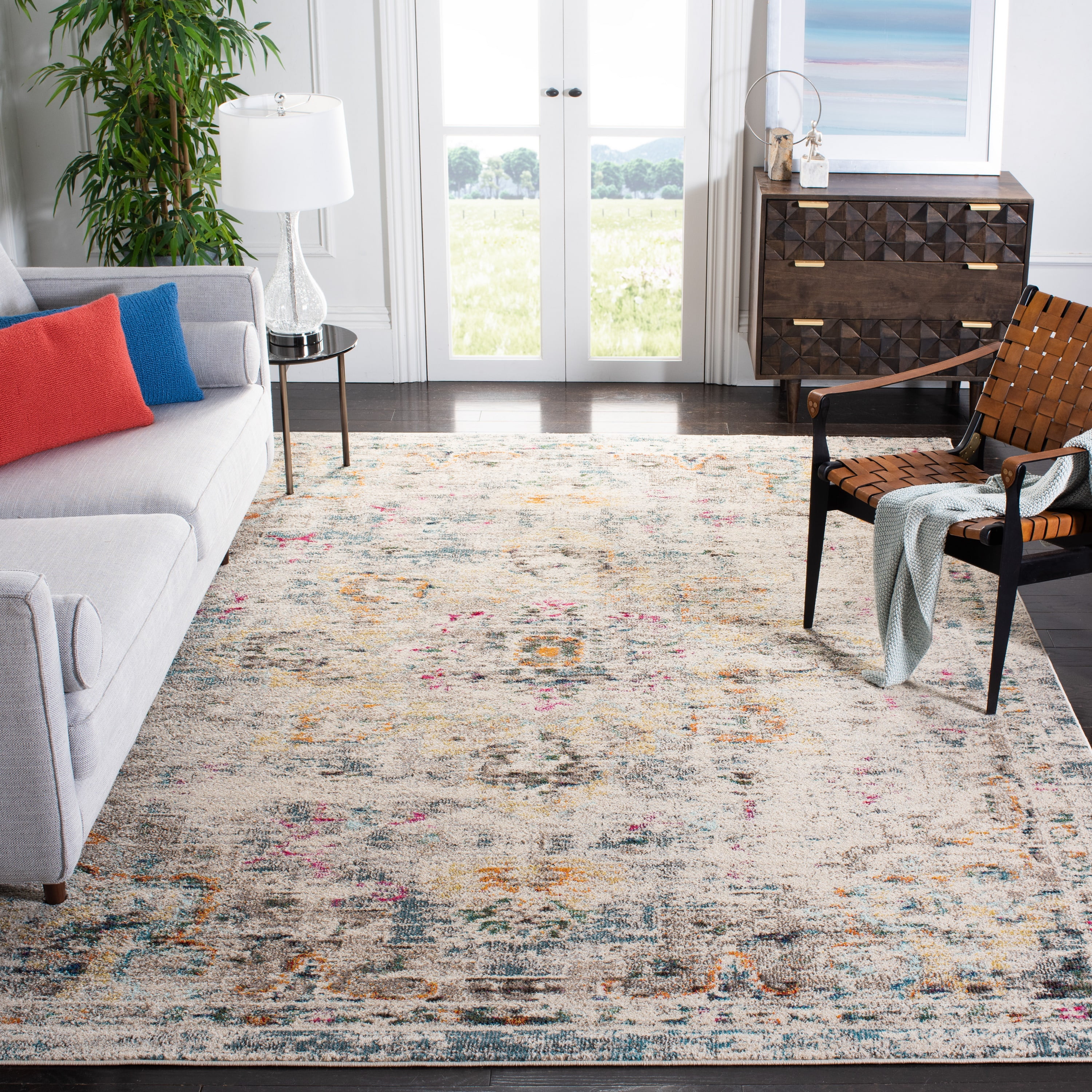 Gray and Gold Hand-knotted Rectangular Area Rug, 9' x 12'