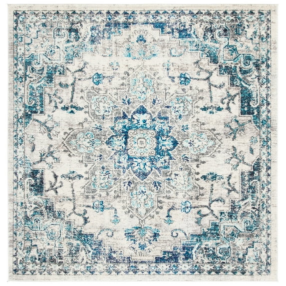 SAFAVIEH Madison Dalia Oriental Area Rug, Ivory/Grey, 8' x 8' Square