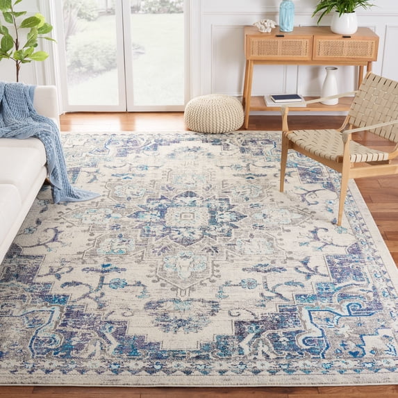 SAFAVIEH Madison Dalia Oriental Area Rug, Ivory/Grey, 9' x 12'