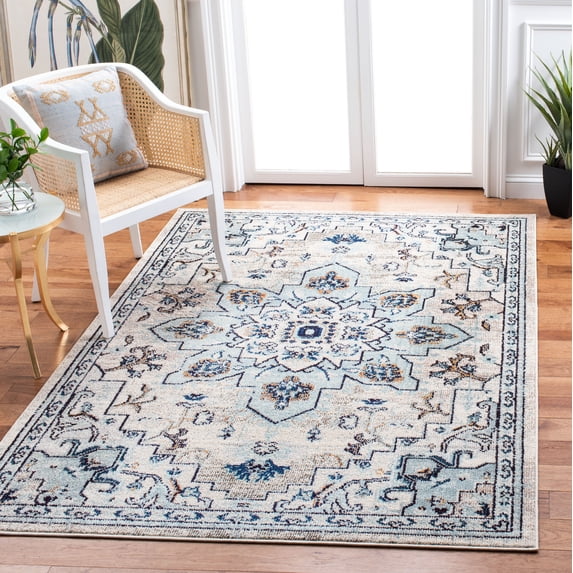 SAFAVIEH Madison Dalia Oriental Area Rug, Ivory/Light Blue, 4' x 6'