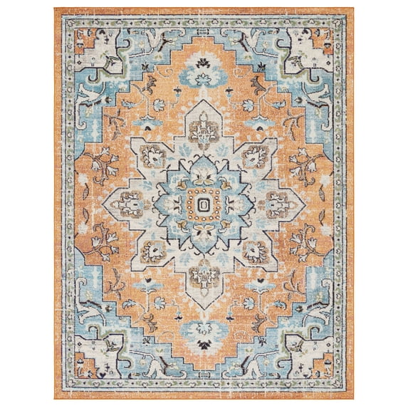 SAFAVIEH Madison Dalia Oriental Area Rug, Orange/Teal, 10' x 14'