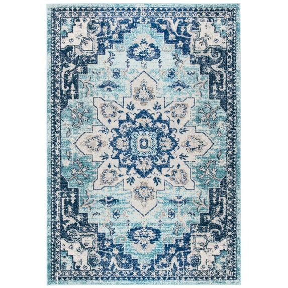 SAFAVIEH Madison Dalia Oriental Area Rug, Teal/Navy, 5'3" x 7'6"