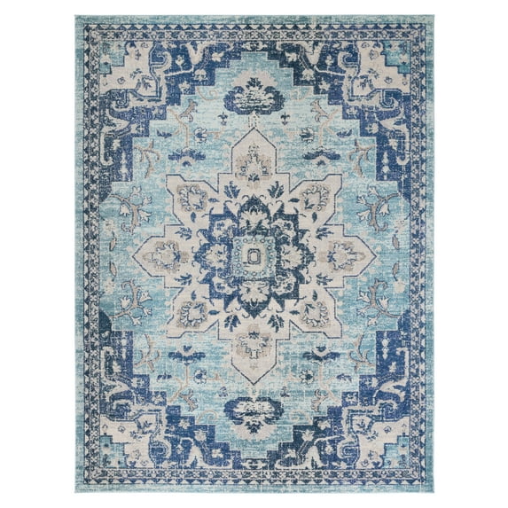 SAFAVIEH Madison Dalia Oriental Area Rug, Teal/Navy, 9' x 12'