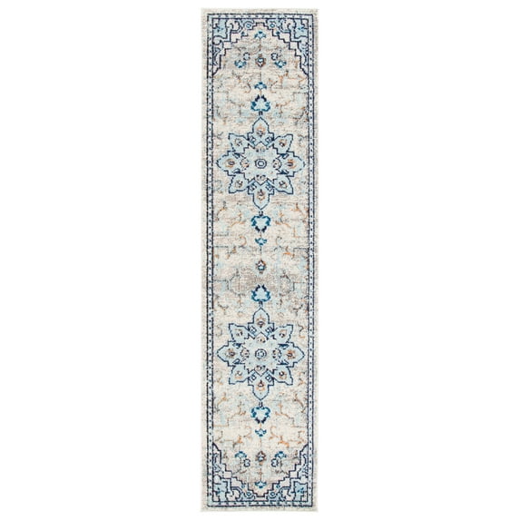 SAFAVIEH Madison Dalia Oriental Runner Rug, Ivory/Light Blue, 2'2" x 14'