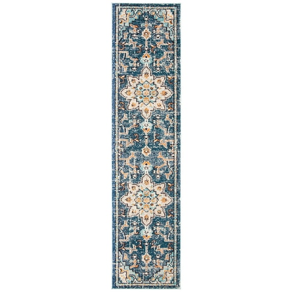 SAFAVIEH Madison Dalia Oriental Runner Rug, Blue/Light Blue, 2'2" x 18'