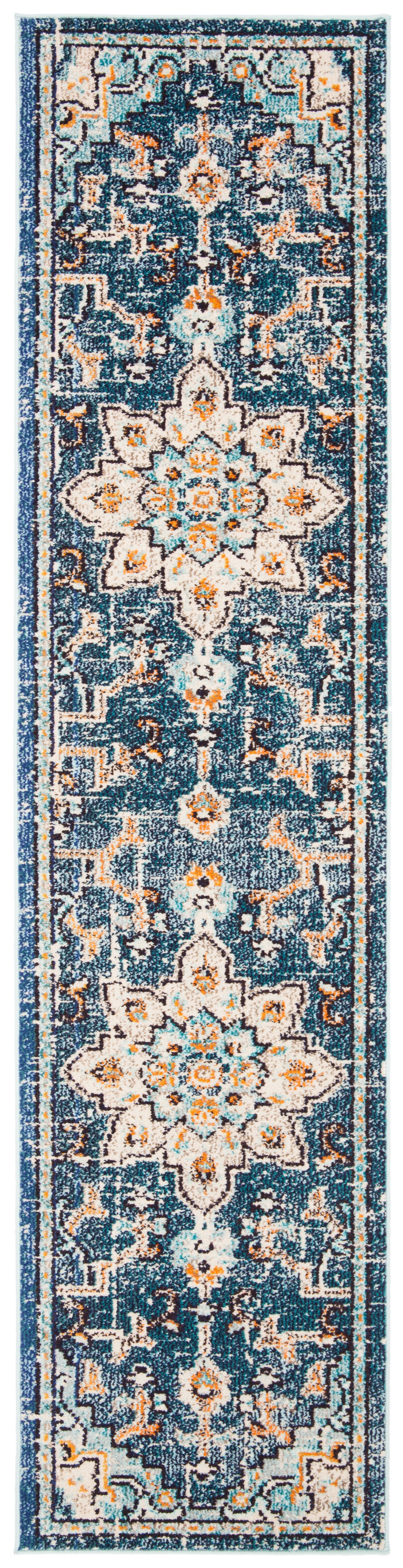Playful Madison Blue Hues Flat Woven Non-Slip Rug - 26in x 6in