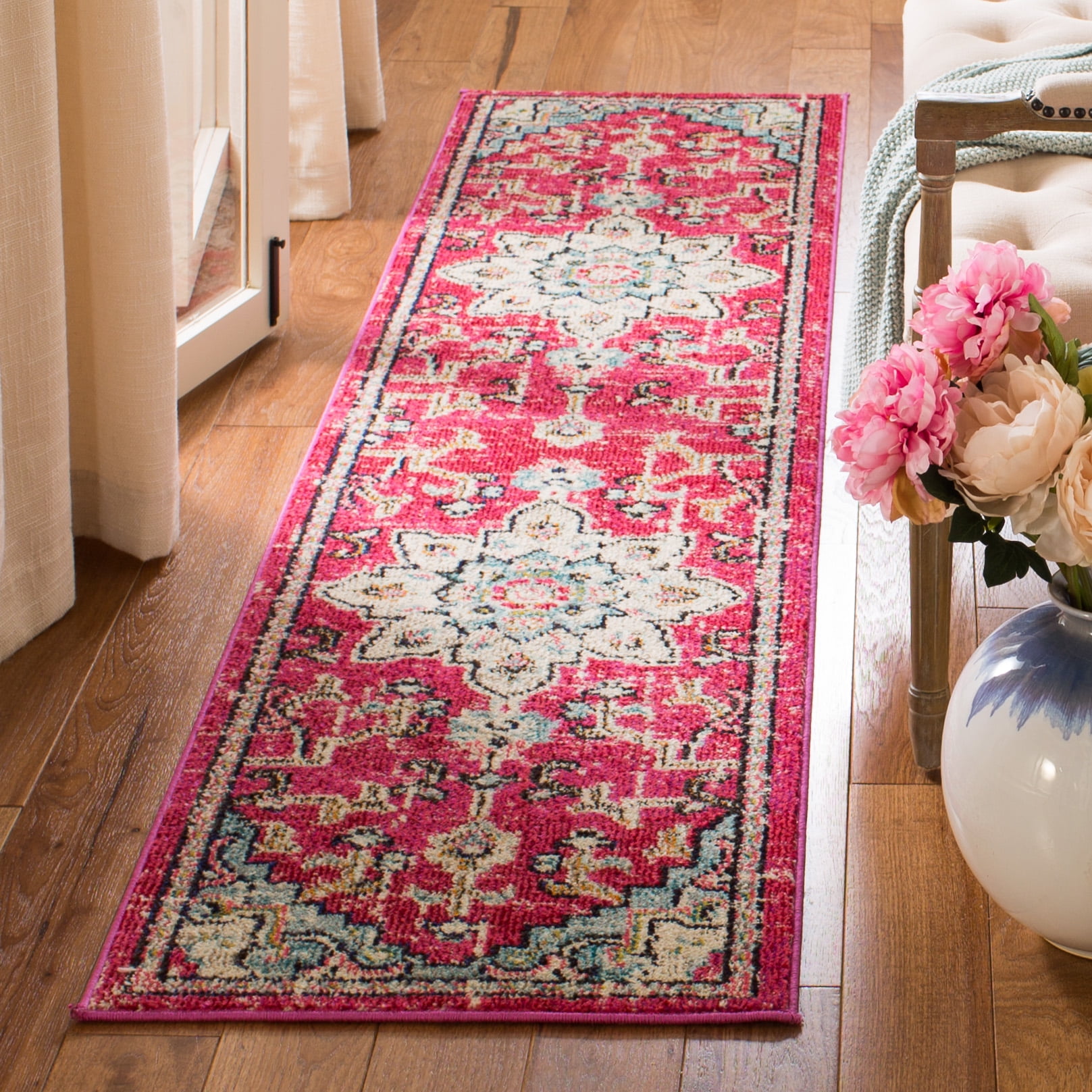 SAFAVIEH Madison Dalia Oriental Runner Rug, Fuchsia/Blue, 2'2" x 6'