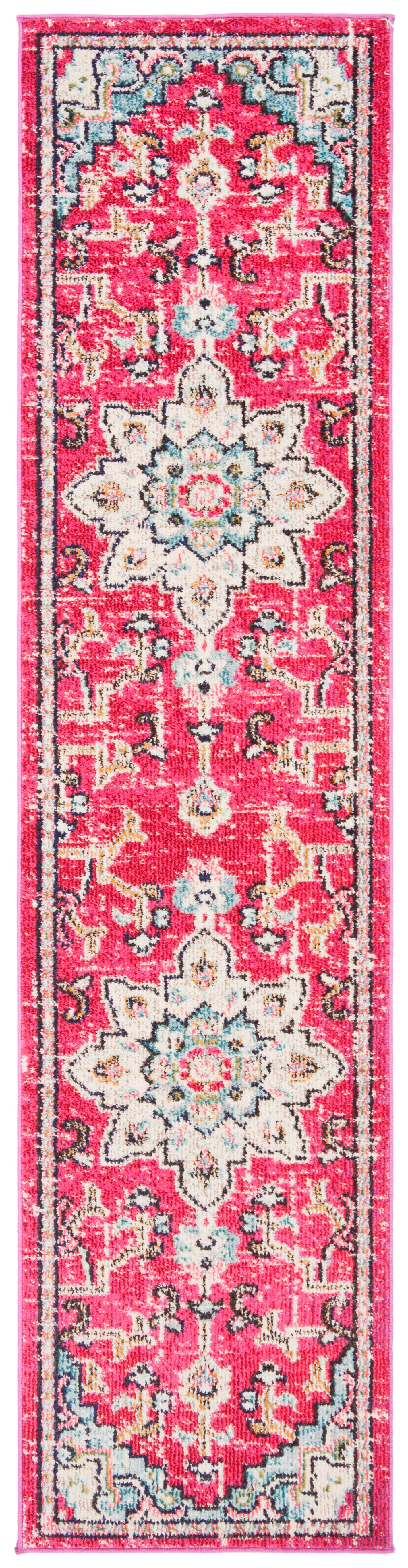 SAFAVIEH Madison Dalia Vintage Traditional Runner Rug, Fuchsia/Blue, 2' x 8'