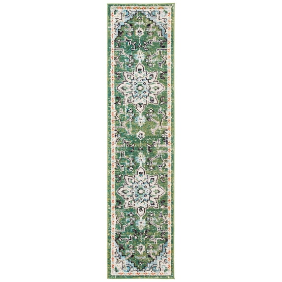 SAFAVIEH Madison Dalia Oriental Runner Rug, Green/Turquoise, 2'2" x 20'