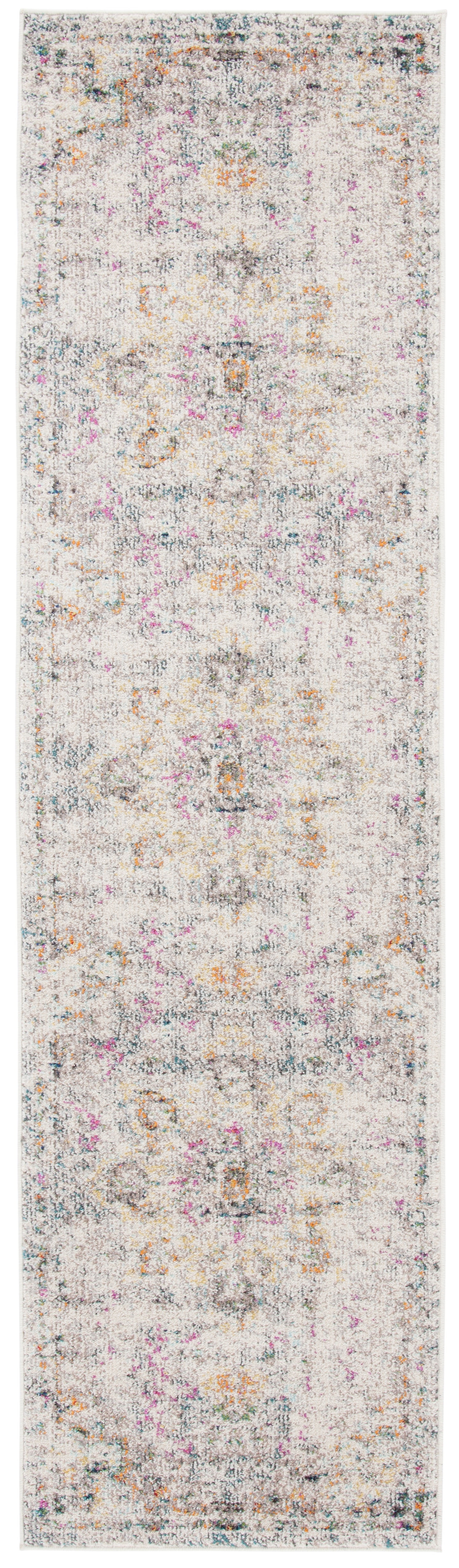 Elegant Grey and Gold Synthetic 26" Non-slip Runner Rug