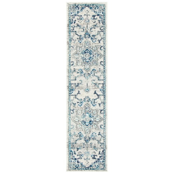 SAFAVIEH Madison Dalia Oriental Runner Rug, Ivory/Grey, 2' x 8'