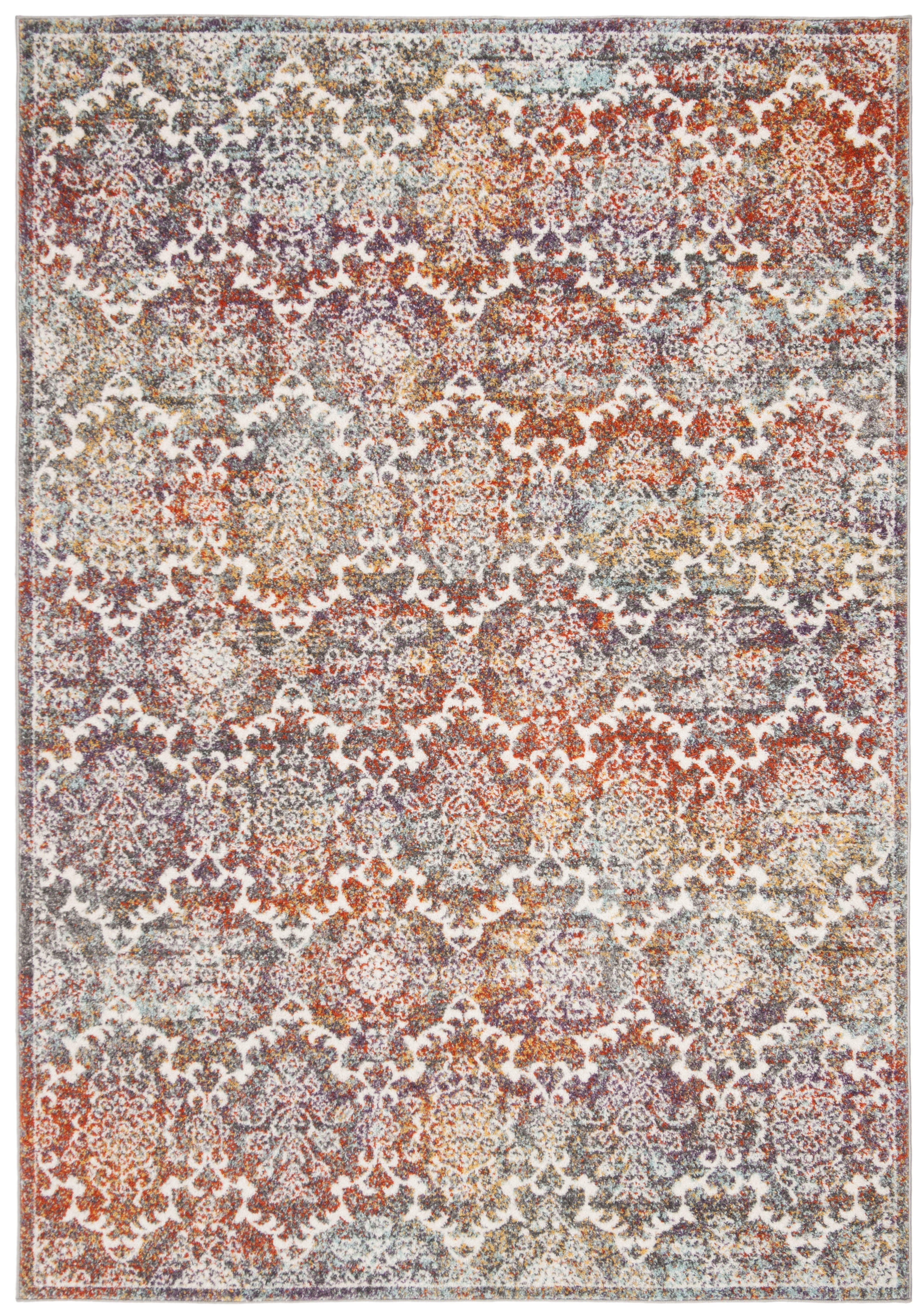 Light Gray and Rust Reversible Synthetic Area Rug, 3' x 5'