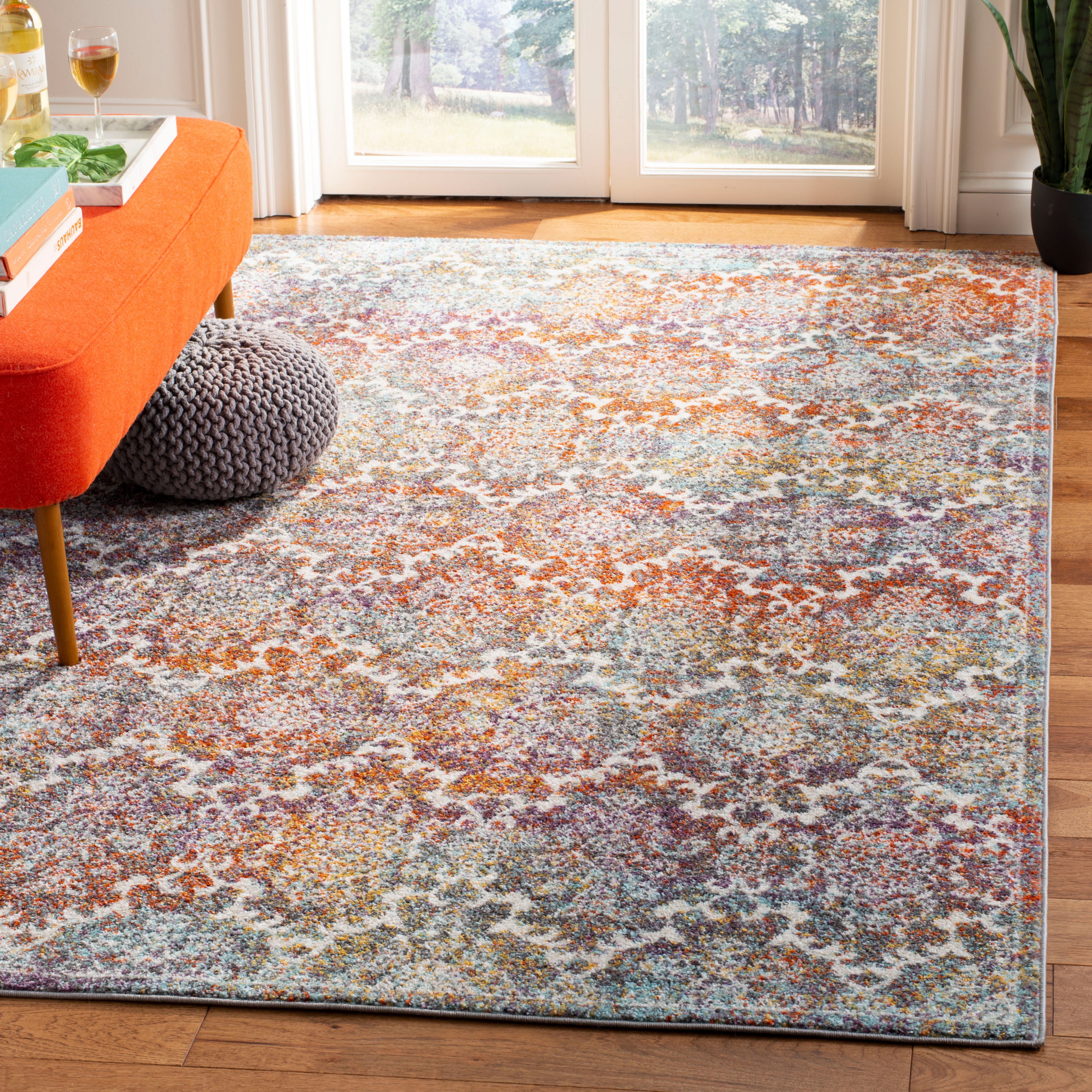 Elegant Gray Rectangular Easy-Care Synthetic Area Rug, 59x5