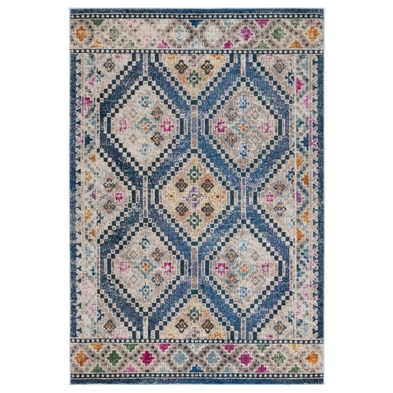SAFAVIEH Madison Dayna Trellis Bordered Area Rug, Blue/Beige, 6' x 9'