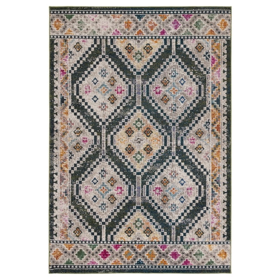 SAFAVIEH Madison Dayna Trellis Bordered Area Rug, Dark Green/Beige, 8' x 10'