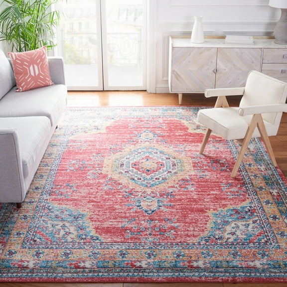 SAFAVIEH Madison Dixie Oriental Area Rug, Orange/Light Blue, 8' x 10'