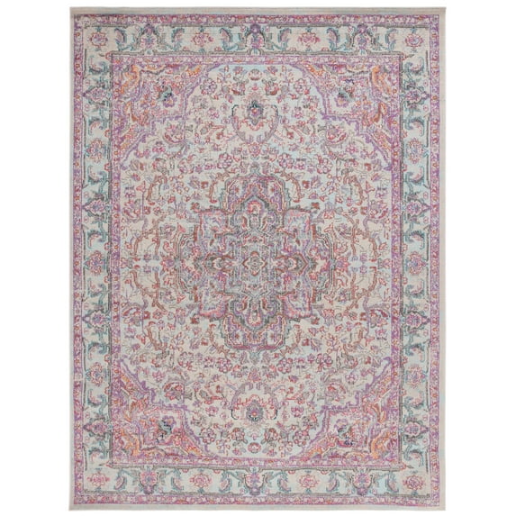 SAFAVIEH Madison Edwyna Distressed Area Rug, Beige/Fuchsia, 8' x 10'