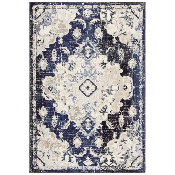 SAFAVIEH Madison Elinor Traditional Area Rug, Black Purple/Beige, 6' x 9'
