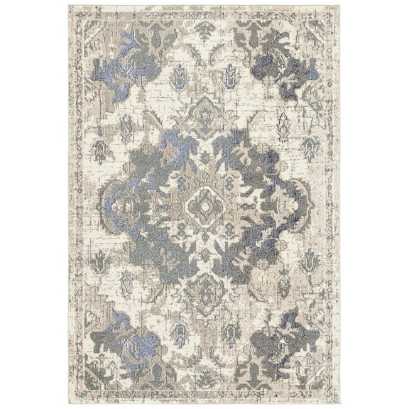 SAFAVIEH Madison Elinor Traditional Distressed Area Rug, Beige/Purple, 3' x 5'