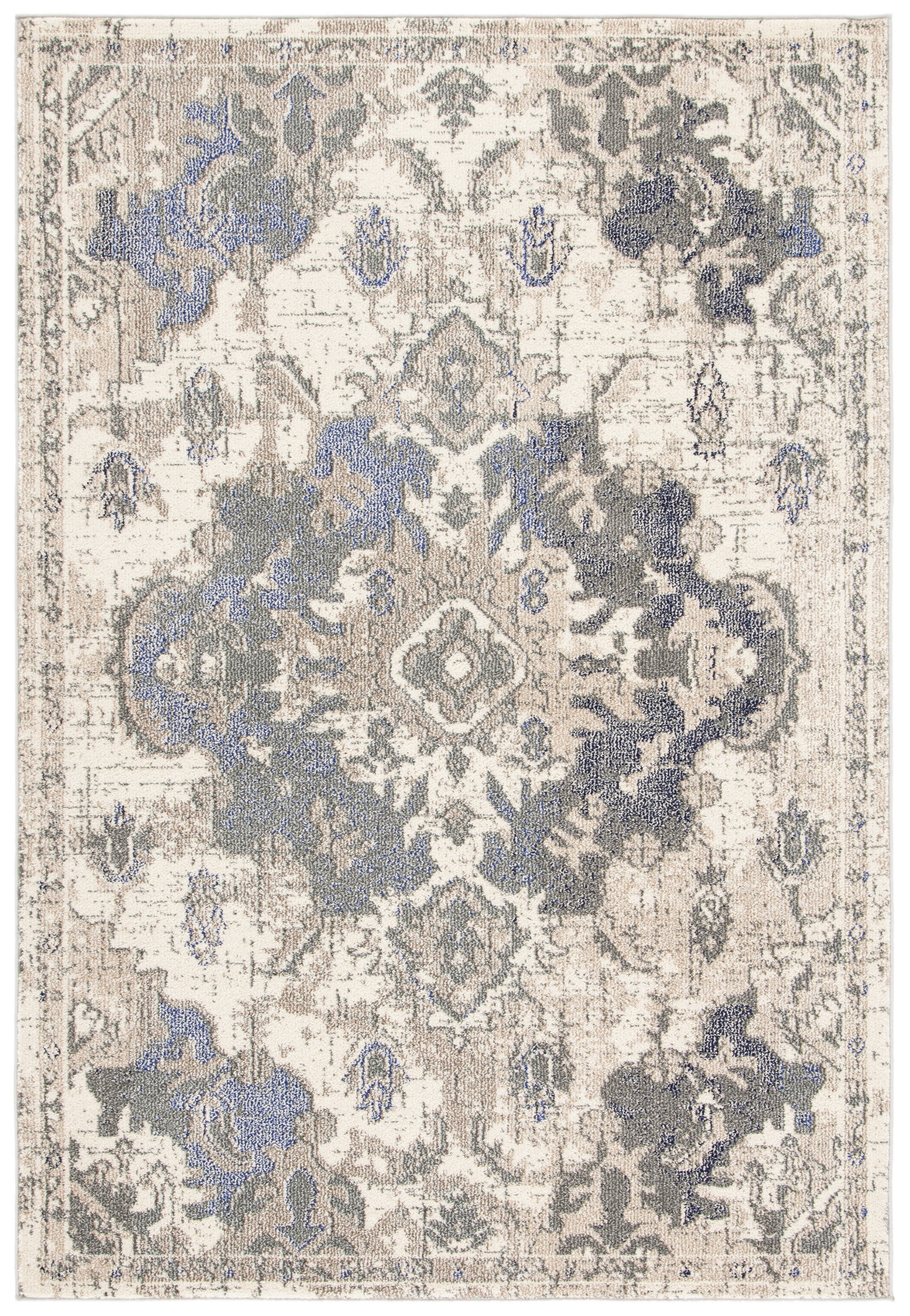 SAFAVIEH Madison Elinor Traditional Distressed Area Rug, Beige/Purple, 5'3" x 7'6"