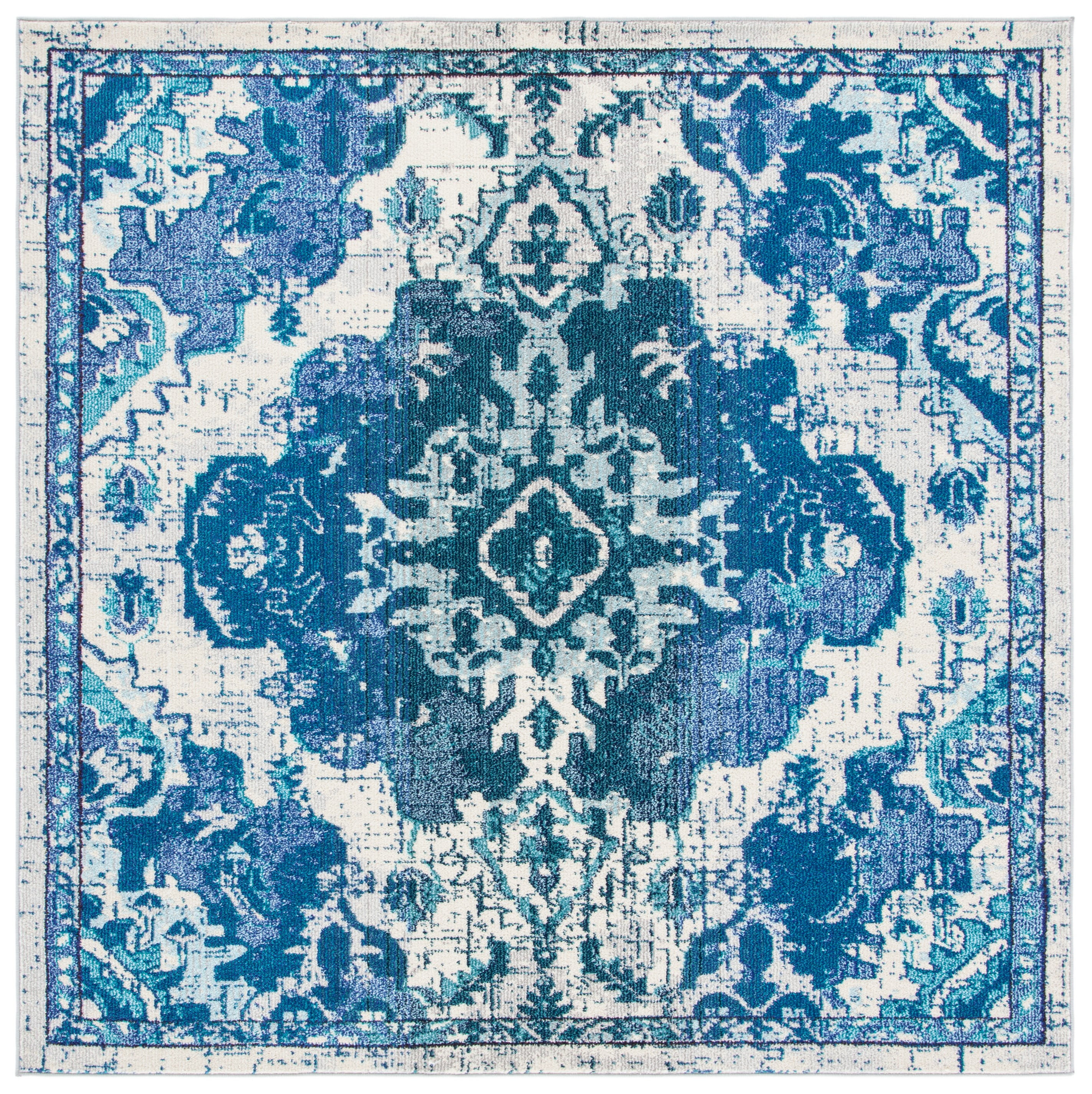 Madison Distressed Rug SAFAVIEH Madison Elinor Traditional Distressed Area Rug, Ivory/Blue, 6 ...