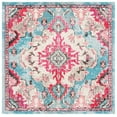 thumbnail image 1 of SAFAVIEH Madison Elinor Traditional Distressed Area Rug, Light Blue/Fuchsia, 6'7" x 6'7" Square, 1 of 8