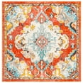 thumbnail image 1 of SAFAVIEH Madison Elinor Traditional Distressed Area Rug, Orange/Light Blue, 6'7" x 6'7" Square, 1 of 8