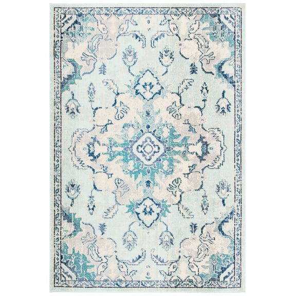 SAFAVIEH Madison Elinor Traditional Distressed Area Rug, Teal/Beige, 9' x 12'