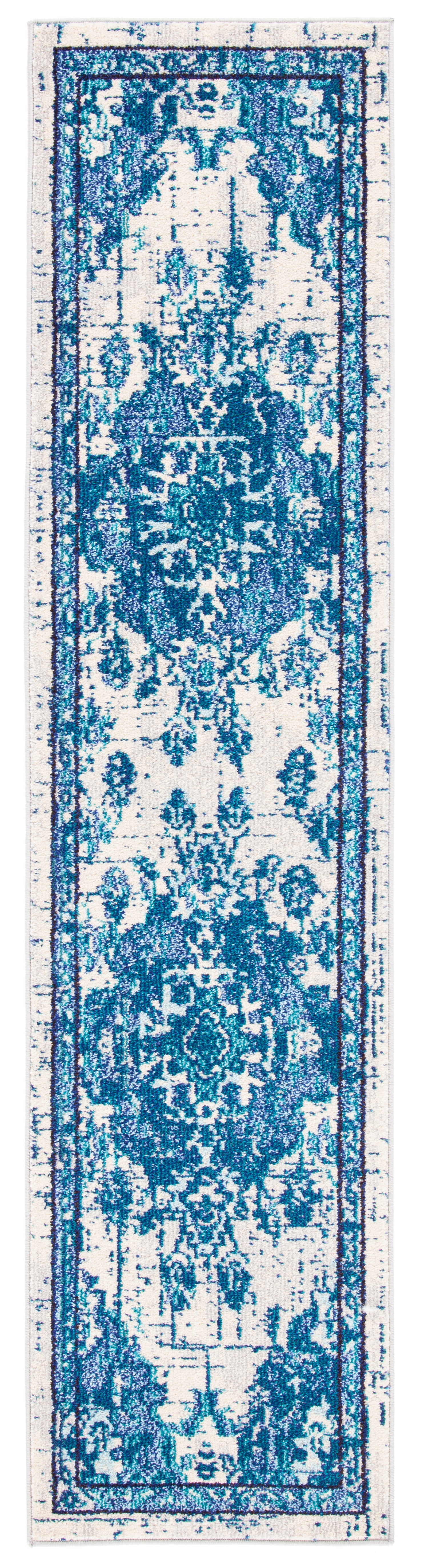 Madison Distressed Rug SAFAVIEH Madison Elinor Traditional Distressed Runner Rug, Ivory/Blue ...