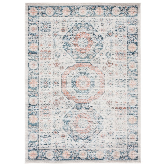 SAFAVIEH Madison Emmet Traditional Area Rug, Beige/Blue, 5'5" x 7'7"