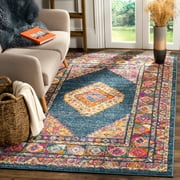SAFAVIEH Madison Emmet Traditional Area Rug, Blue/Fuchsia, 5'1" x 7'6"