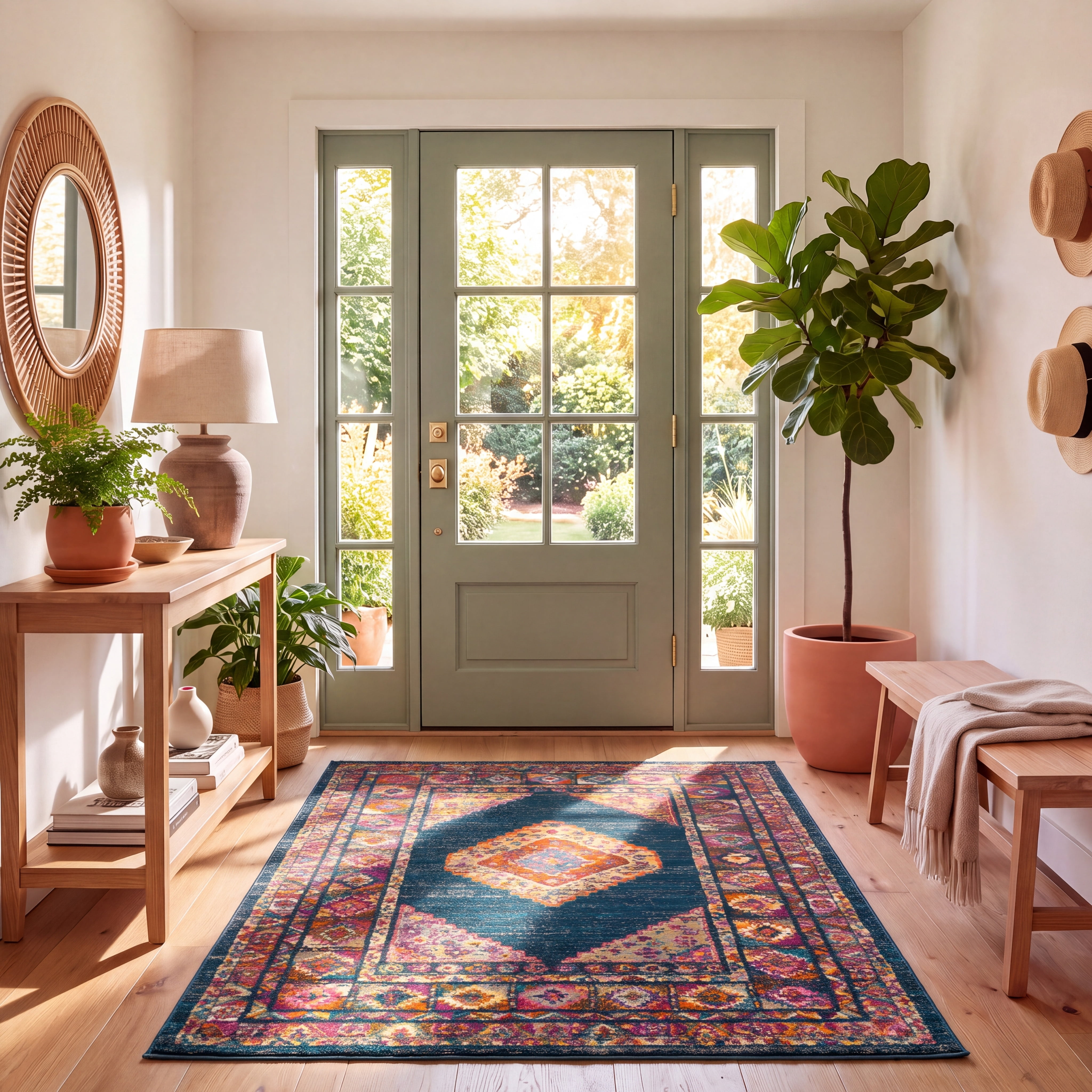Safavieh Madison Emmet Traditional Oriental Area Rug, Blue/Fuchsia, 5'1" x 7'6"