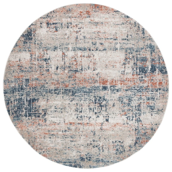 SAFAVIEH Madison Emmet Traditional Area Rug, Blue/Grey, 6'7" x 6'7" Round