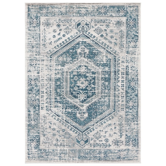 SAFAVIEH Madison Emmet Traditional Area Rug, Blue/Ivory, 5'5" x 7'7"