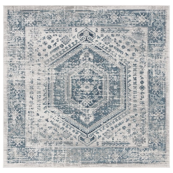 SAFAVIEH Madison Emmet Traditional Area Rug, Blue/Ivory, 6'7" x 6'7" Square