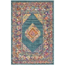 SAFAVIEH Madison Emmet Traditional Area Rug, Light Blue/Orange, 4' x 6'