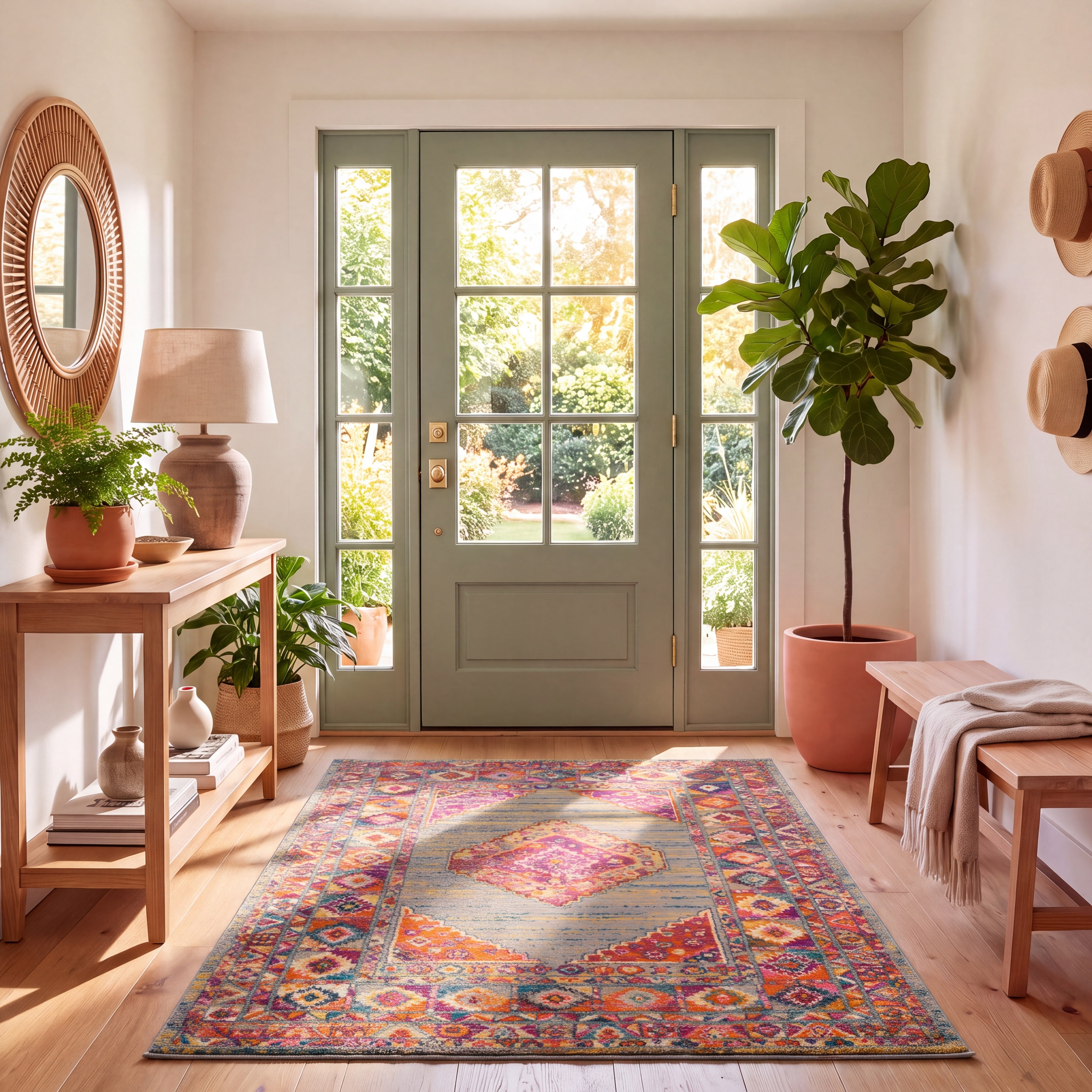 Safavieh Madison Emmet Traditional Oriental Area Rug, Light Gray/Fuchsia, 4' x 6'