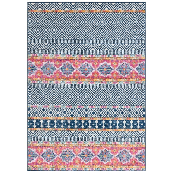 SAFAVIEH Madison Emmet Traditional Area Rug, Navy/Ivory, 5'3" x 7'6"