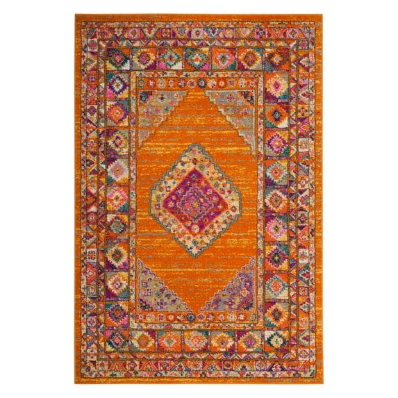 SAFAVIEH Madison Emmet Traditional Area Rug, Orange/Fuchsia, 6'7" x 6'7" Square