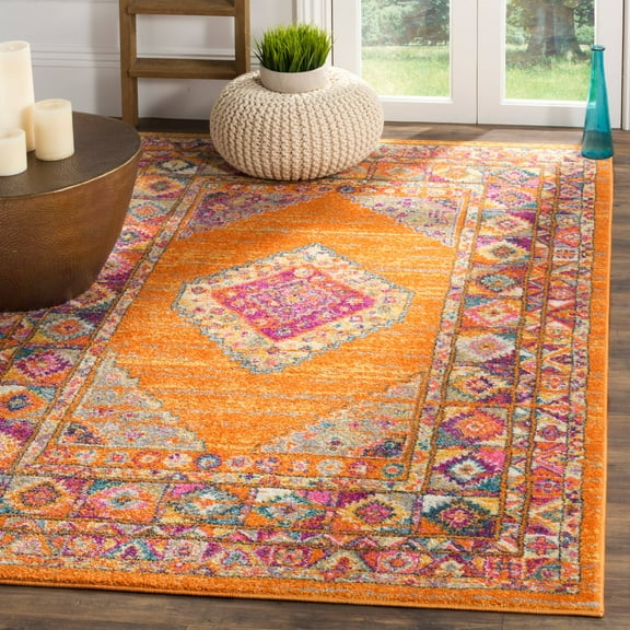SAFAVIEH Madison Emmet Traditional Area Rug, Orange/Fuchsia, 9' x 12'