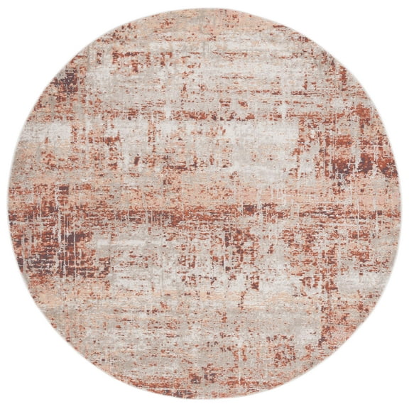 SAFAVIEH Madison Emmet Traditional Area Rug, Rust/Grey, 6'7" x 6'7" Round