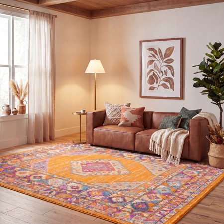Safavieh Madison Emmet Traditional Oriental Area Rug, Orange/Fuchsia, 8' x 8' Square