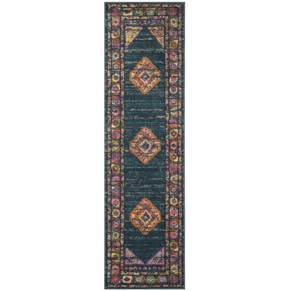 SAFAVIEH Madison Emmet Traditional Runner Rug, Blue/Fuchsia, 2'3" x 10'