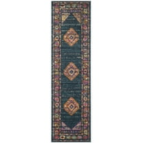 SAFAVIEH Madison Emmet Traditional Runner Rug, Blue/Fuchsia, 2'3" x 14'