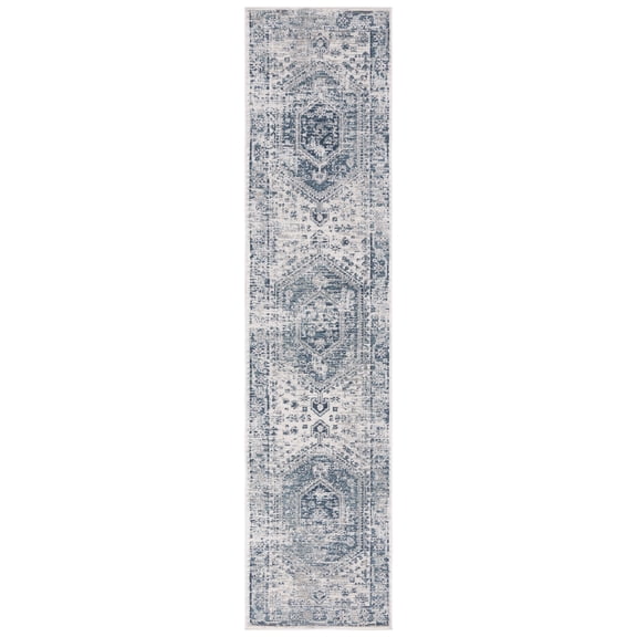 SAFAVIEH Madison Emmet Traditional Runner Rug, Blue/Ivory, 2'2" x 9'