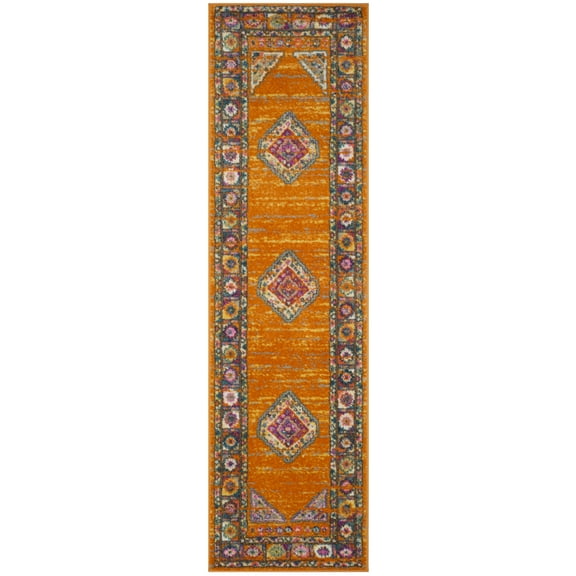 SAFAVIEH Madison Emmet Traditional Runner Rug, Orange/Fuchsia, 2'3" x 10'