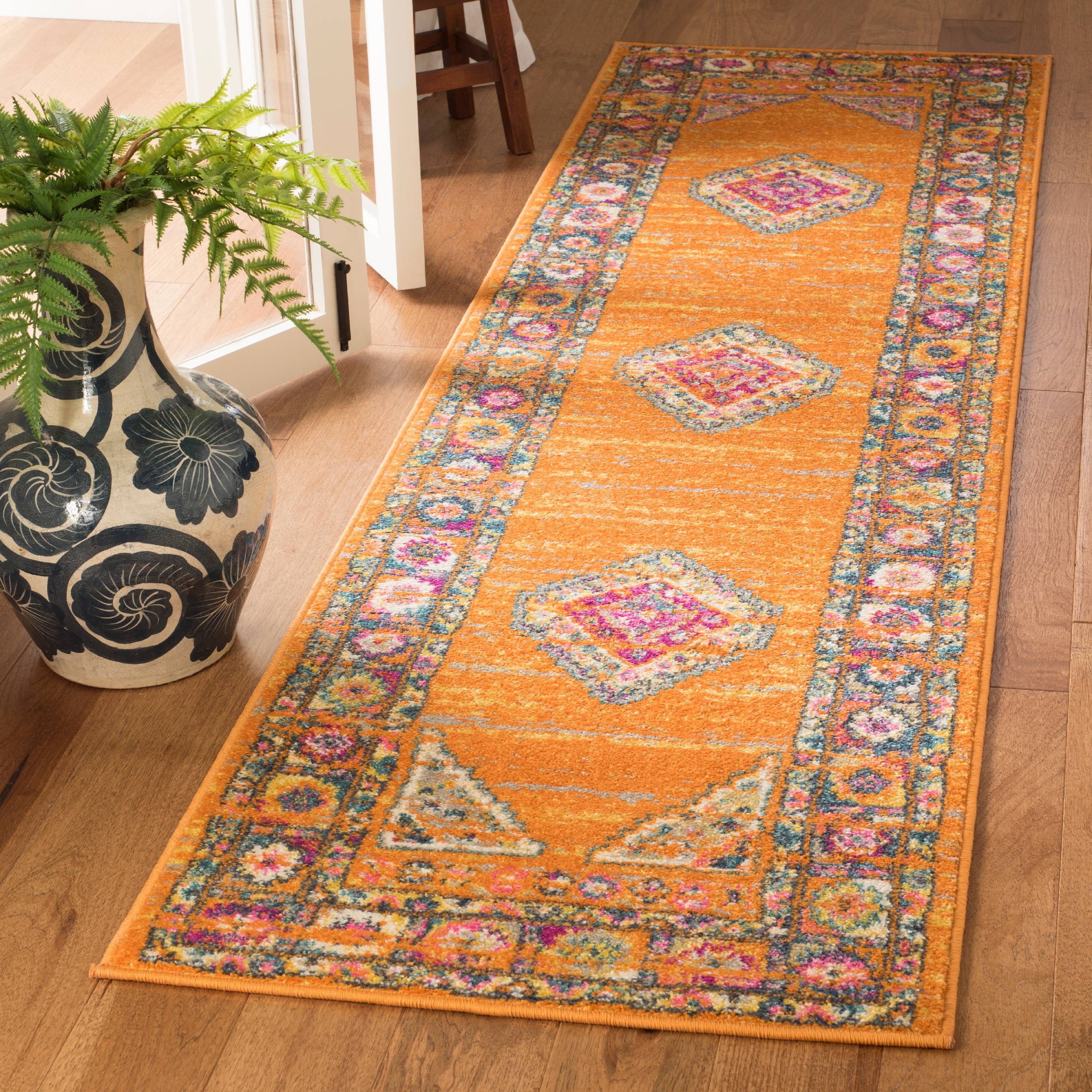 SAFAVIEH Madison Emmet Traditional Runner Rug, Orange/Fuchsia, 2'3" x 12'